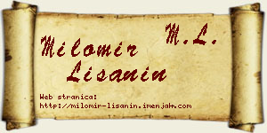 Milomir Lišanin vizit kartica